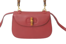 Load image into Gallery viewer, GUCCI グッチ 2WAYハンドバッグ ショルダーバッグ バンブー オールドグッチ カーフ 本革 レッド ゴールド金具 美品 中古 59072