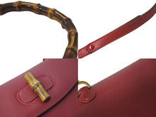 Load image into Gallery viewer, GUCCI グッチ 2WAYハンドバッグ ショルダーバッグ バンブー オールドグッチ カーフ 本革 レッド ゴールド金具 美品 中古 59072