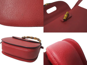 GUCCI グッチ 2WAYハンドバッグ ショルダーバッグ バンブー オールドグッチ カーフ 本革 レッド ゴールド金具 美品 中古 59072