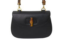 Load image into Gallery viewer, GUCCI グッチ バンブー 2WAY ショルダーバッグ ブラック レザー ハンドバッグ 鞄 カバン 斜め掛け 黒 ウッド 良品 中古 59073