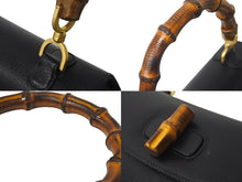 Load image into Gallery viewer, GUCCI グッチ バンブー 2WAY ショルダーバッグ ブラック レザー ハンドバッグ 鞄 カバン 斜め掛け 黒 ウッド 良品 中古 59073
