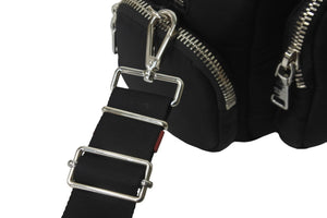 極美品 PRADA プラダ 2WAY ハンドバッグ 1BB061 三角ロゴプレート ナイロン レザー ブラック レッド シルバー金具 中古 59123 