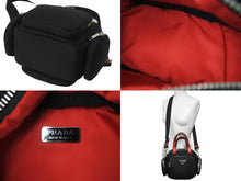 画像をギャラリービューアに読み込む, 極美品 PRADA プラダ 2WAY ハンドバッグ 1BB061 三角ロゴプレート ナイロン レザー ブラック レッド シルバー金具 中古 59123 