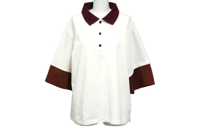 TOGA トーガ プルラ ポロシャツ ワインレッド ホワイト 切り替えデザイン メッシュ サンプル品 美品 中古 59183
