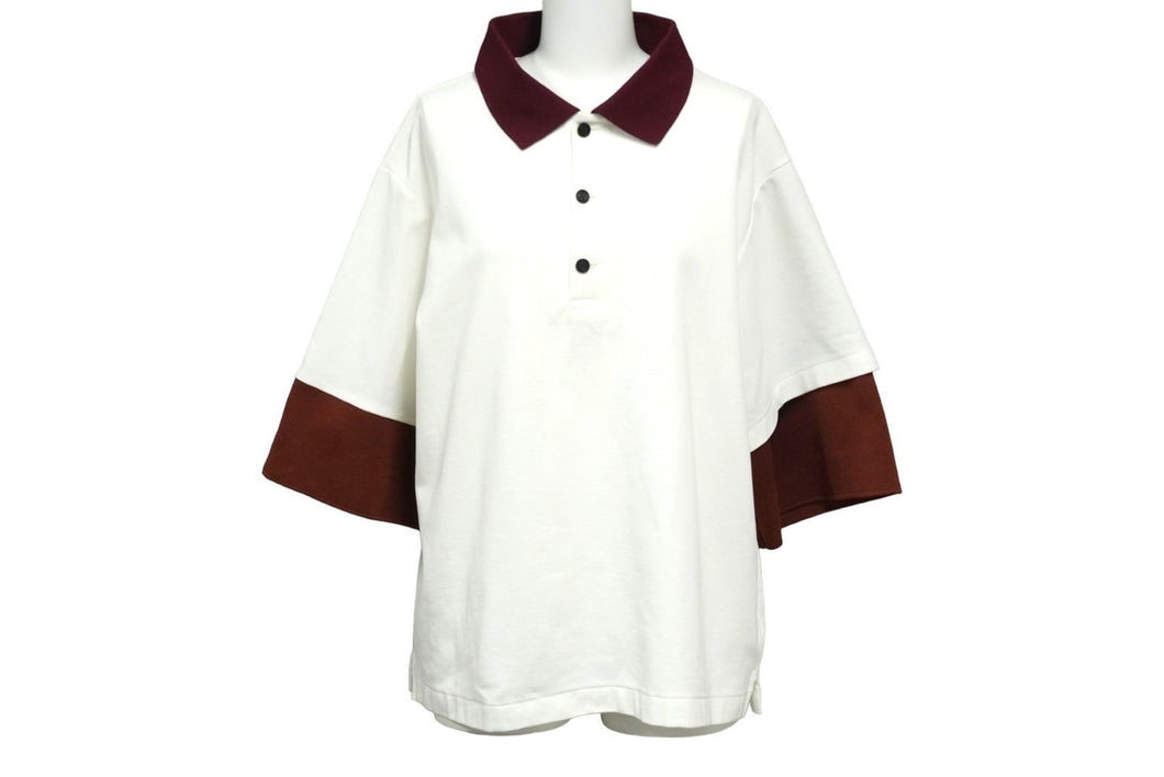 TOGA トーガ プルラ ポロシャツ ワインレッド ホワイト 切り替えデザイン メッシュ サンプル品 美品 中古 59183