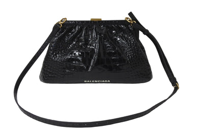 BALENCIAGA バレンシアガ ショルダーバッグ クロッカークラウド クロコ型押しがま口 638540 ゴールド金具 美品 中古 59201