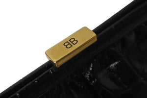 BALENCIAGA バレンシアガ ショルダーバッグ クロッカークラウド クロコ型押しがま口 638540 ゴールド金具 美品 中古 59201