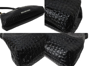 BALENCIAGA バレンシアガ ショルダーバッグ クロッカークラウド クロコ型押しがま口 638540 ゴールド金具 美品 中古 59201
