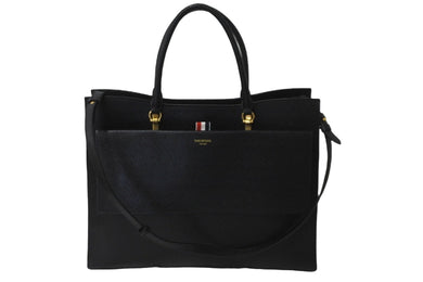THOM BROWNE トムブラウン ラージデュエット トート ブラック カーフスキンレザー MAG228A00198001 美品 中古 59212