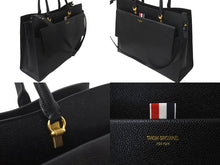 Load image into Gallery viewer, THOM BROWNE トムブラウン ラージデュエット トート ブラック カーフスキンレザー MAG228A00198001 美品 中古 59212