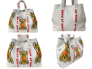 極美品 LOUIS VUITTON ルイヴィトン トートバッグ トロリー トート NIGOコラボ タイガー ホワイト M59366 シルバー金具 中古 59250