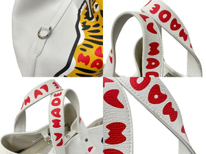 極美品 LOUIS VUITTON ルイヴィトン トートバッグ トロリー トート NIGOコラボ タイガー ホワイト M59366 シルバー金具 中古 59250