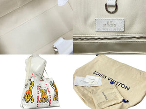 極美品 LOUIS VUITTON ルイヴィトン トートバッグ トロリー トート NIGOコラボ タイガー ホワイト M59366 シルバー金具 中古 59250