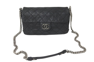 CHANEL シャネル ショルダーバッグ チェーンショルダー クルーズライン 17番台 ブラック シルバー金具 良品 中古 59251