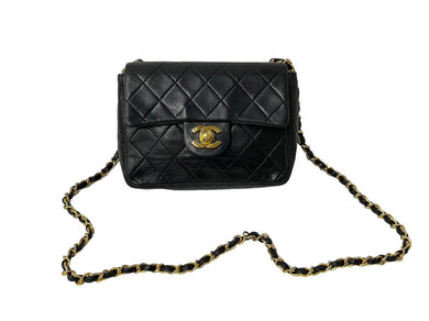 CHANEL シャネル ショルダーバッグ ミニマトラッセ 17CM 1番台 ココマーク ブラック ラムスキン ゴールド金具 美品 中古 59252