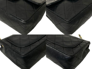 CHANEL シャネル ショルダーバッグ ミニマトラッセ 17CM 1番台 ココマーク ブラック ラムスキン ゴールド金具 美品 中古 59252