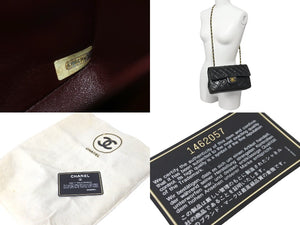 CHANEL シャネル ショルダーバッグ マトラッセ23 1番台 ラムスキン Wフラップ ブラック ゴールド金具 美品 中古 59300