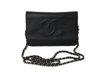 Load image into Gallery viewer, 極美品 CHANEL シャネル チェーン ウォレット ショルダーバッグ 17番台 キャビアスキン ブラック シルバー金具 中古 59305