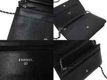 Load image into Gallery viewer, 極美品 CHANEL シャネル チェーン ウォレット ショルダーバッグ 17番台 キャビアスキン ブラック シルバー金具 中古 59305