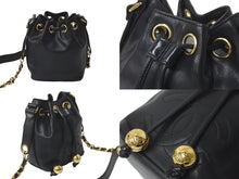 Load image into Gallery viewer, CHANEL シャネル 巾着 チェーン ショルダーバッグ ブラック ココマーク 2番台 ココボール レザー ゴールド金具 中古 59316