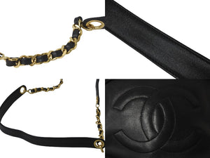 CHANEL シャネル 巾着 チェーン ショルダーバッグ ブラック ココマーク 2番台 ココボール レザー ゴールド金具 中古 59316