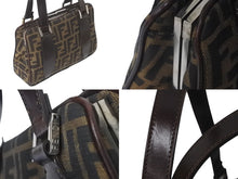 画像をギャラリービューアに読み込む, FENDI フェンディ ハンドバッグ スクエアバッグ ズ柄ッカがま口キャンバス ブラウン シルバー金具 レディース 美品 中古 59322 