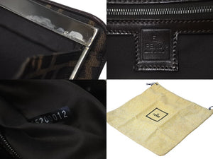 FENDI フェンディ ハンドバッグ スクエアバッグ ズ柄ッカがま口キャンバス ブラウン シルバー金具 レディース 美品 中古 59322 