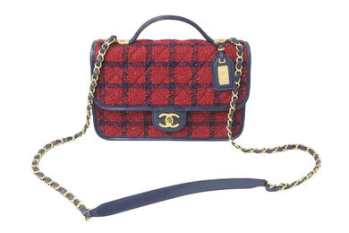 CHANEL シャネル ショルダーバッグ スモール トップハンドル フラップバッグ ツイード AS3653 B0945 NK305 美品 中古 59323