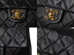 CHANEL シャネル ミニ マトラッセ チェーン ショルダーバッグ ラムスキン ブラック ココマーク ゴールド金具 美品 中古 59343