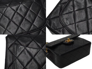 CHANEL シャネル ミニ マトラッセ チェーン ショルダーバッグ ラムスキン ブラック ココマーク ゴールド金具 美品 中古 59343