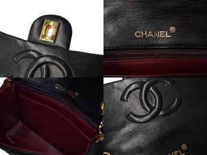 CHANEL シャネル ミニ マトラッセ チェーン ショルダーバッグ ラムスキン ブラック ココマーク ゴールド金具 美品 中古 59343