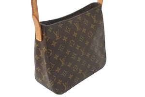 極美品 LOUIS VUITTON ルイヴィトン モノグラム ルーピングMM ショルダーバッグ ワンショルダー ブラウン M51146 中古 59375