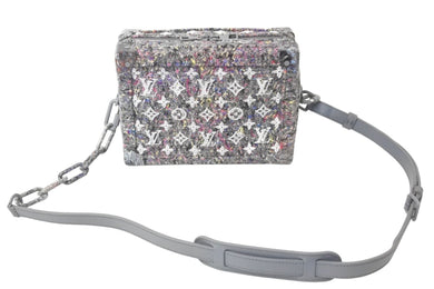 新品同様 LOUIS VUITTON ルイヴィトン ヴァージル リサイクル ツイード ソフトトランク ショルダーバッグ グレー M58741 中古 59380