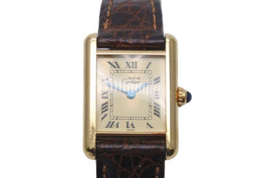Cartier カルティエ マストタンク ヴェルメイユ SM 腕時計 尾錠 クォーツ シルバー925 ゴールド加工 中古 59387