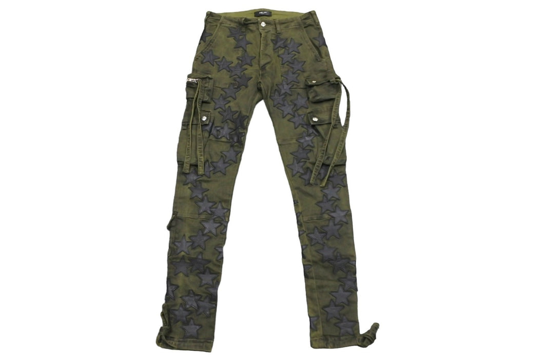 AMIRI アミリ カーゴパンツ スターパッチ フェード加工 30 コットンポリエステル かなり牛革 美品 中古 59402 
