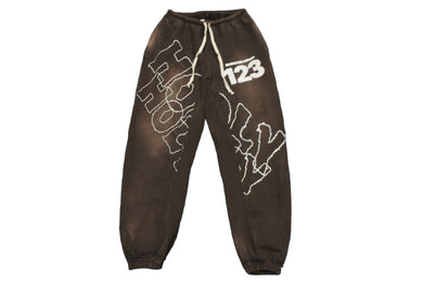 極美品 RIVINGTON roi Rebis123 リヴィントンロイレビス123 スエットパンツ テーパード ロゴプリント ブラウン サイズS 中古 59410