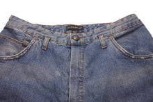 Load image into Gallery viewer, ETRO エトロ デニムパンツ ヴィンテージ加工 裏地チェック ストレートシルエット ブルー コットン 29 美品 中古 59423