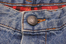 Load image into Gallery viewer, ETRO エトロ デニムパンツ ヴィンテージ加工 裏地チェック ストレートシルエット ブルー コットン 29 美品 中古 59423
