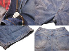Load image into Gallery viewer, ETRO エトロ デニムパンツ ヴィンテージ加工 裏地チェック ストレートシルエット ブルー コットン 29 美品 中古 59423