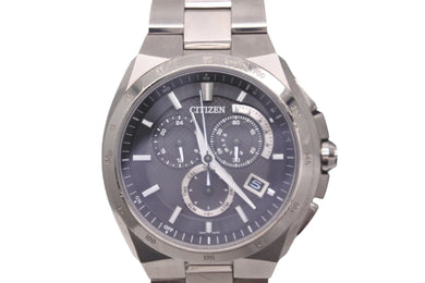 CITIZEN シチズン 腕時計 アテッサ エコドライブ クロノグラフ ソーラー E610-TO18505 チタン シルバー金具 美品 中古 59428