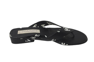 CHANEL シャネル ココビーチ サンダル トングサンダル ダブルC ココマーク 総柄 サイズ36C ブラック 美品 中古 59459