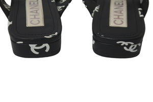 CHANEL シャネル ココビーチ サンダル トングサンダル ダブルC ココマーク 総柄 サイズ36C ブラック 美品 中古 59459