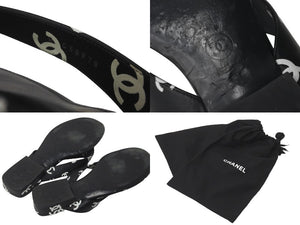 CHANEL シャネル ココビーチ サンダル トングサンダル ダブルC ココマーク 総柄 サイズ36C ブラック 美品 中古 59459