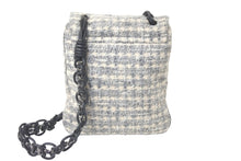 Load image into Gallery viewer, CHANEL シャネル チェーンショルダーバッグ フラップ カメリア 10番台 ツイード グレー ブラック シルバー金具 美品 中古 59470