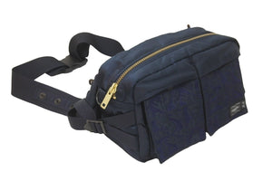 極美品 PORTER×KAWS ポーター カウズ ウエストバッグ ボディバッグ 381-17965 ネイビー ナイロン ゴールド金具 中古 59476
