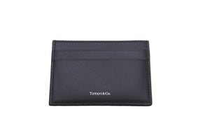 新品同様 TIFFANY&Co. ティファニー カードケース パスケース 定期入れ グレー チャコール レザー 5ポケット 中古 59530