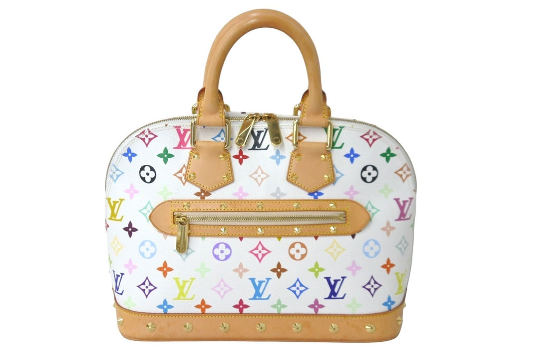 LOUIS VUITTON ルイヴィトン 村上隆 ハンドバッグ アルマ M92647 モノグラムマルチ ブロン ホワイト 美品 中古 59540