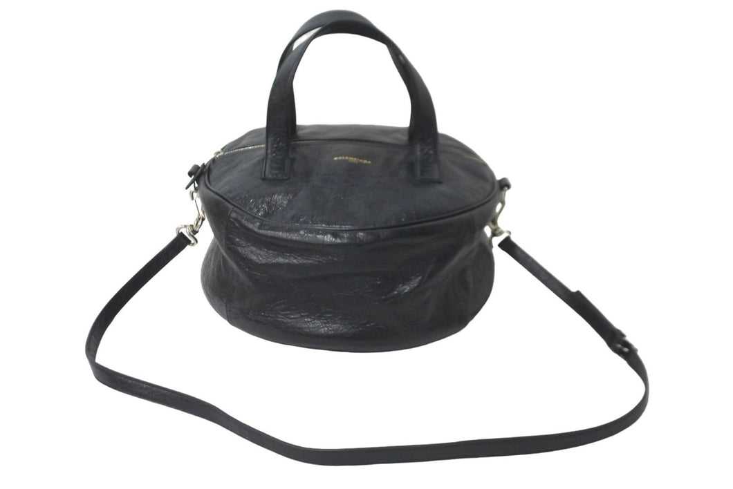 BALENCIAGA バレンシアガ ショルダーバッグ エアホーボー 2WAY ブラック レザー 466844 シルバー金具 美品 中古 59541