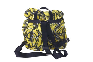 極美品 PRADA プラダ リュック デイパック ヴェラ バナナ柄 イエロー ナイロン レザー 1BZ811 中古 59560 