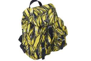 極美品 PRADA プラダ リュック デイパック ヴェラ バナナ柄 イエロー ナイロン レザー 1BZ811 中古 59560 